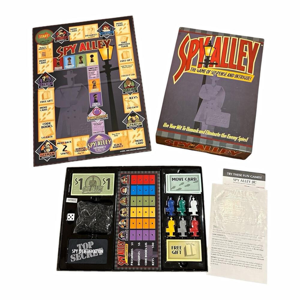 William Stephenson Spy Alley Board Game, Complete, 1992, Ages 8+, 2+